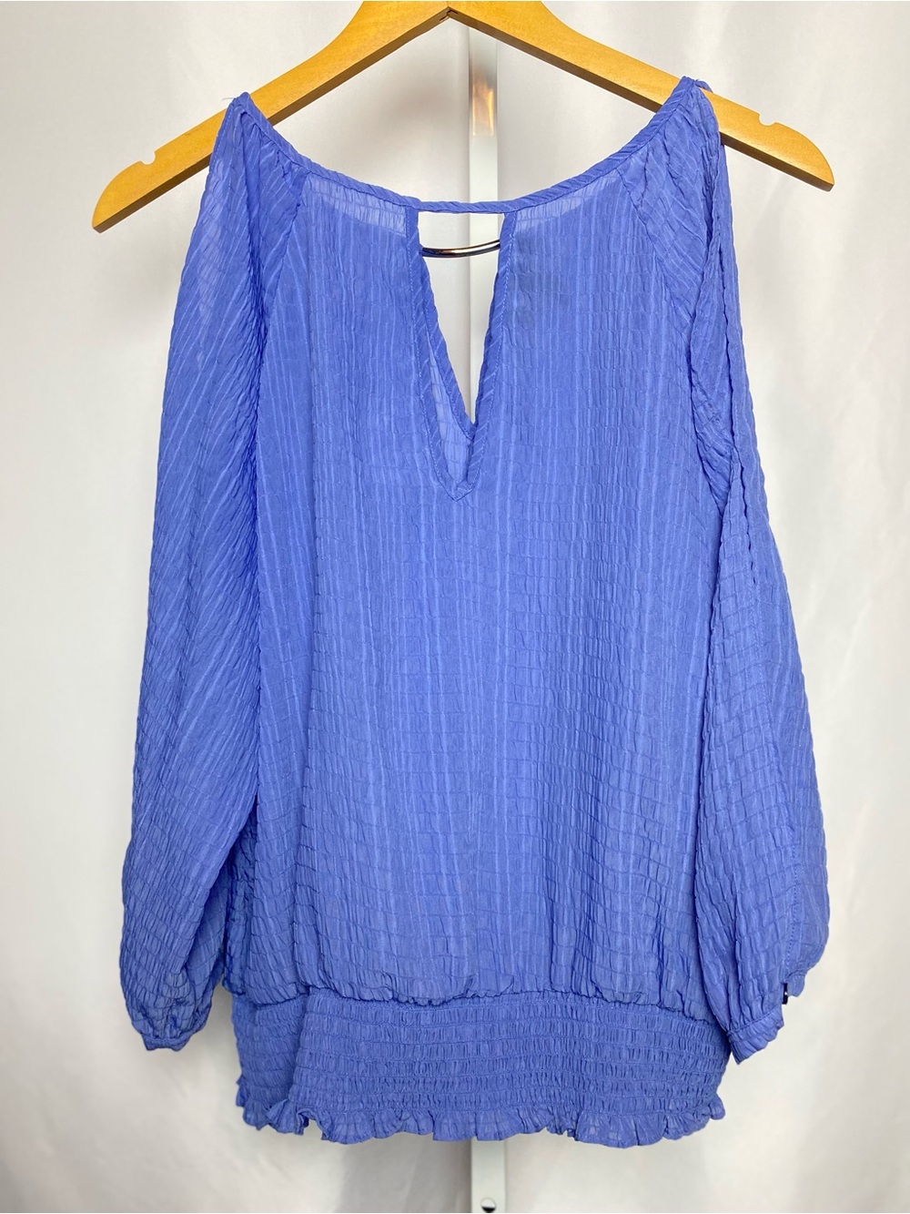 BCX Women’s Periwinkle Cold Shoulder Long Open Sleeve